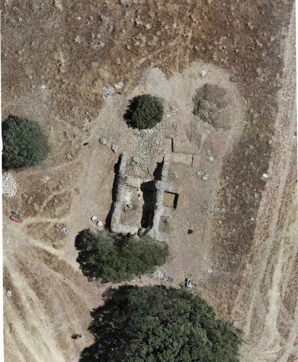 Vista aérea de la cisterna romana del Casetón de los Moros